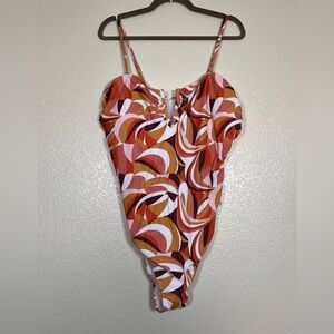 Retro print one piece swimsuit, size 3X NWOT